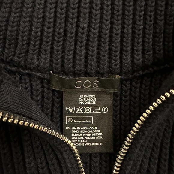 COS Dark Blue Ribbed Zip Sweater Tunique - Picture 2 of 2